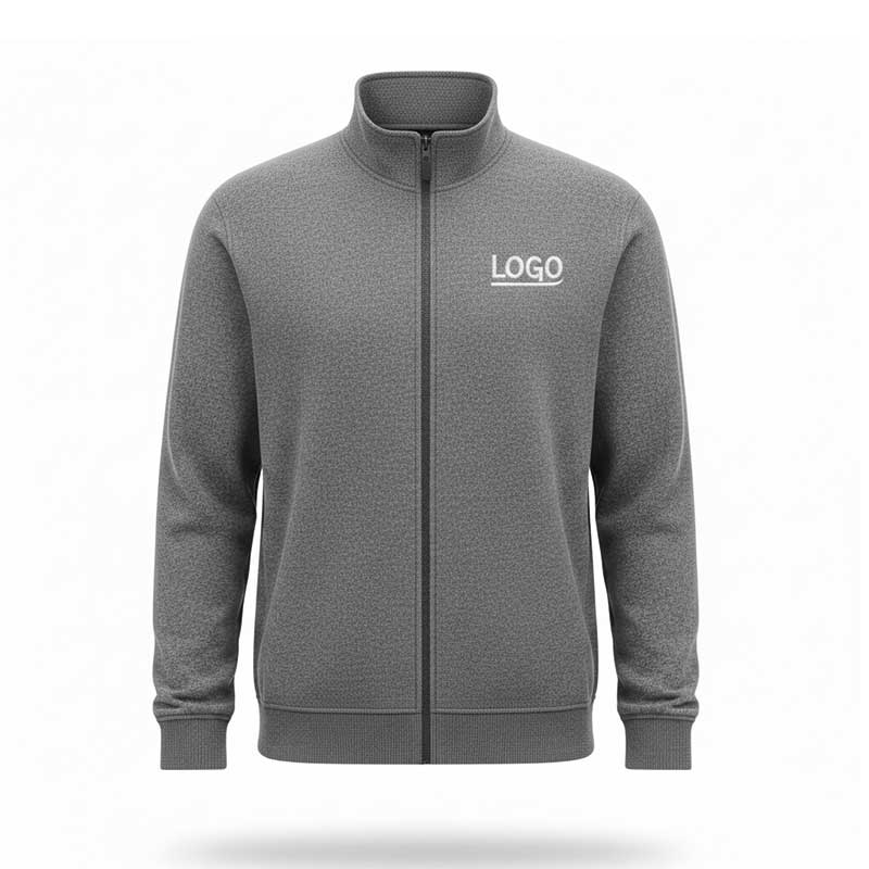 Темно-сіра флісова кофта з вишитим логотипом компанії на грудях. Теплий корпоративний одяг для зимового сезону. Темно-сіра флісова кофта з вишитим логотипом компанії на грудях. Теплий корпоративний одяг для зимового сезону.