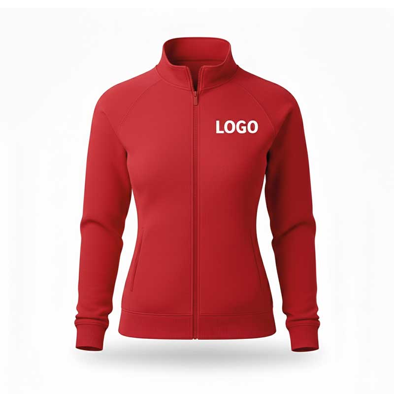 Жіноча флісова кофта червоного кольору з вишитим логотипом компанії. Приталений теплий одяг для персоналу. Жіноча флісова кофта червоного кольору з вишитим логотипом компанії. Приталений теплий одяг для персоналу.