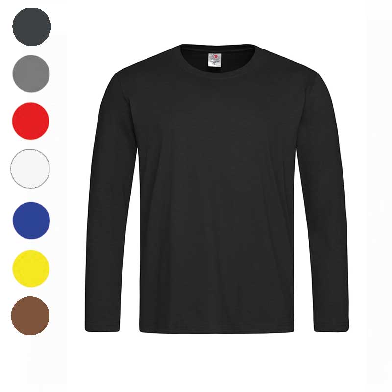 Чорна бавовняна футболка з довгим рукавом під брендування. Класична база для друку логотипів та машинної вишивки. Чорна бавовняна футболка з довгим рукавом під брендування. Класична база для друку логотипів та машинної вишивки.