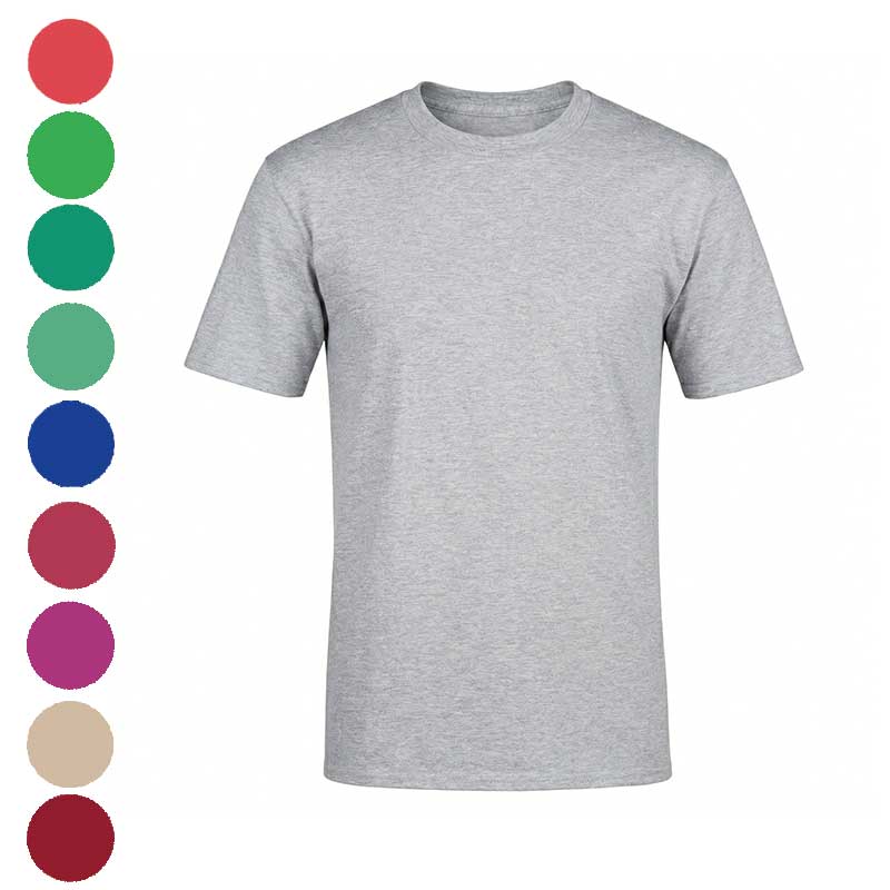 Палітра різнокольорових футболок під брендування. Приклад корпоративного одягу в різних відтінках для івентів та мерчу. Сіра футболока під брендування. Приклад корпоративного одягу в різних відтінках для івентів та мерчу.