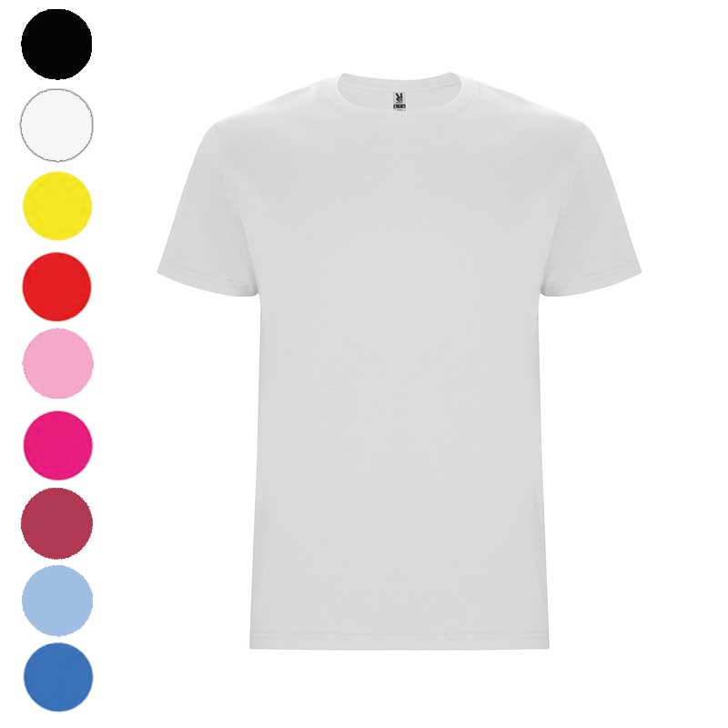Палітра різнокольорових футболок під брендування. Приклад корпоративного одягу в різних відтінках для івентів та мерчу. Біла футболока під брендування. Приклад корпоративного одягу в різних відтінках для івентів та мерчу.