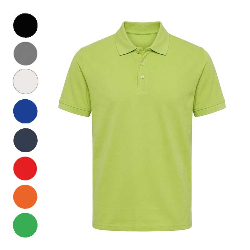 Чорне чоловіче поло з логотипом із тканини піке. Класичний корпоративний Чорне чоловіче поло з логотипом із тканини піке. Класичний корпоративний