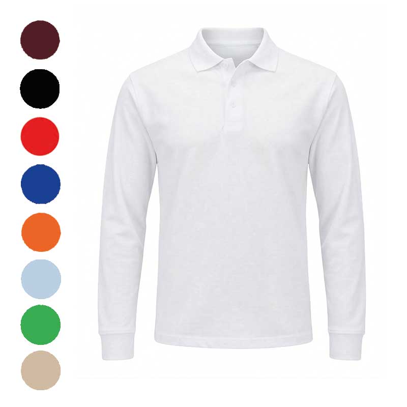 Синє жіноче поло з довгим рукавом із вишитим логотипом. Елегантна форма для дівчат-адміністраторів та офісу. Синє жіноче поло з довгим рукавом із вишитим логотипом. Елегантна форма для дівчат-адміністраторів та офісу.