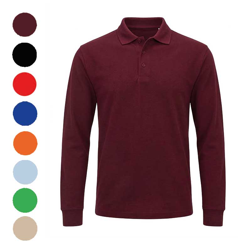 Синє жіноче поло з довгим рукавом із вишитим логотипом. Елегантна форма для дівчат-адміністраторів та офісу. Синє жіноче поло з довгим рукавом із вишитим логотипом. Елегантна форма для дівчат-адміністраторів та офісу.