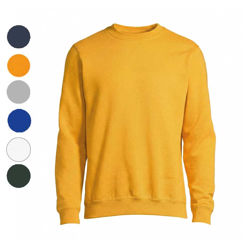 Жовтий світшот із логотипом для яскравих брендів. Помітний промо-одяг із друком або вишивкою на грудях. Жовтий світшот із логотипом для яскравих брендів. Помітний промо-одяг із друком або вишивкою на грудях.