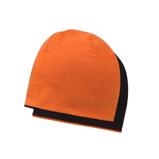 Чорна та помаранчива шапка двостороння шапка популярнасеред мисливців та любителів активного відпочинку. Для якісного брендування спортивного мерчу