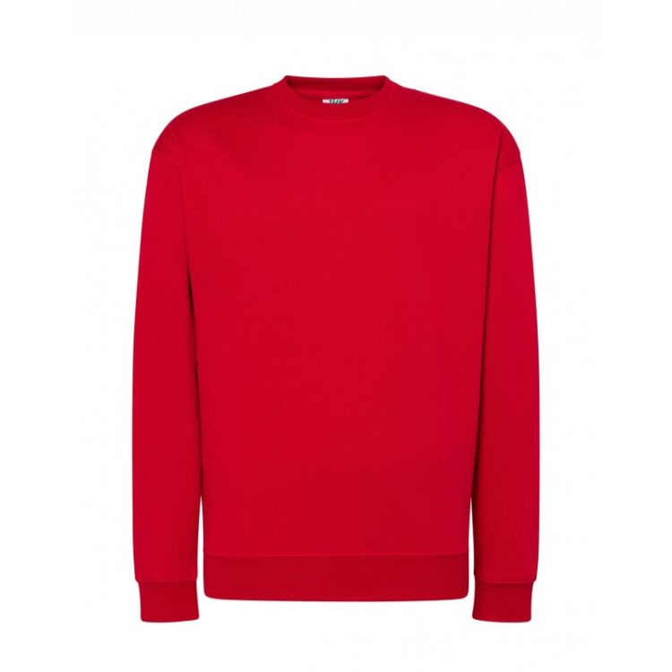 Брендування червоного світшота для персоналу. Нанесення логотипу на одяг та професійна вишивка.